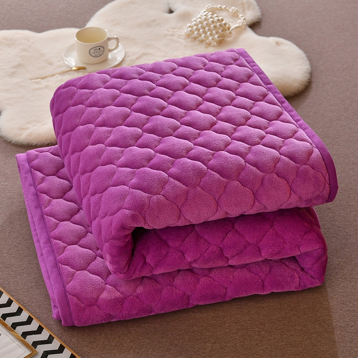 91家纺网 家纺一手货源 找家纺 索弗莱家纺 2025新款全消光牛奶绒床垫可水洗机洗床护垫 紫色