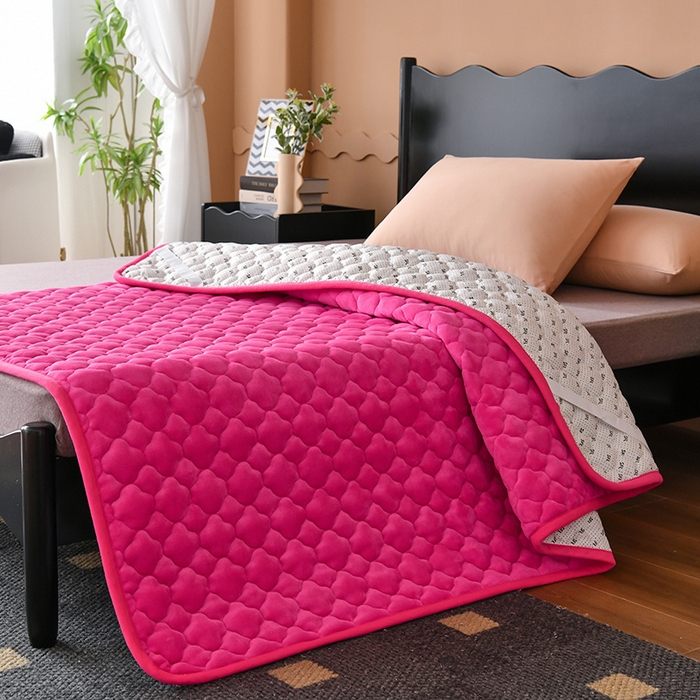 91家纺网 家纺一手货源 找家纺 索弗莱家纺 2025新款全消光牛奶绒床垫可水洗机洗床护垫 玫红