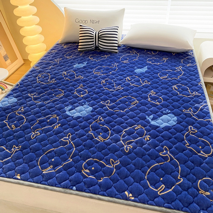 索弗莱家纺 2025新款全消光牛奶绒床垫可水洗机洗床护垫 鲸鱼