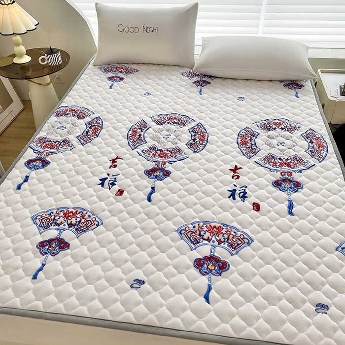 索弗莱家纺 2025新款全消光牛奶绒床垫可水洗机洗床护垫 吉祥