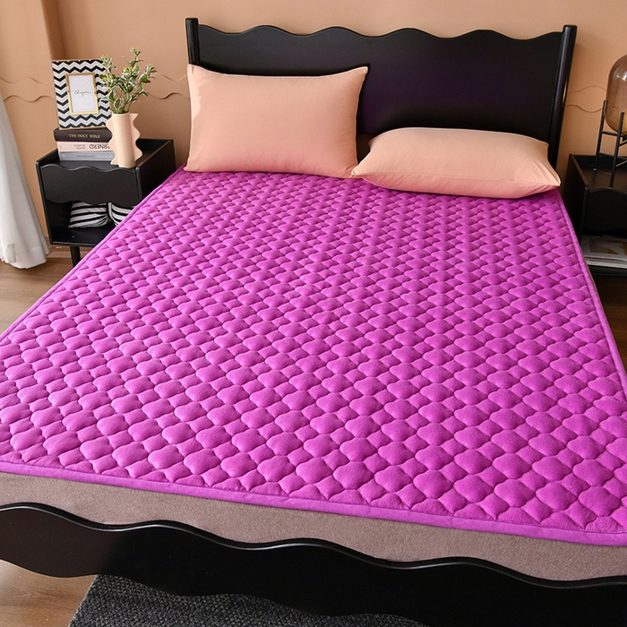 91家纺网 家纺一手货源 找家纺 索弗莱家纺 2025新款全消光牛奶绒床垫可水洗机洗床护垫 紫色