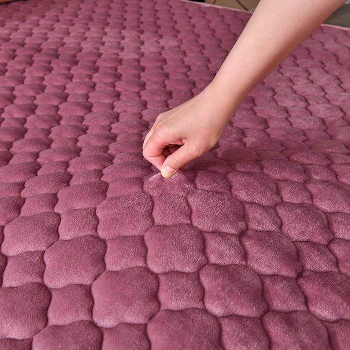 91家纺网 家纺一手货源 找家纺 索弗莱家纺 2025新款全消光牛奶绒床垫可水洗机洗床护垫 豆沙