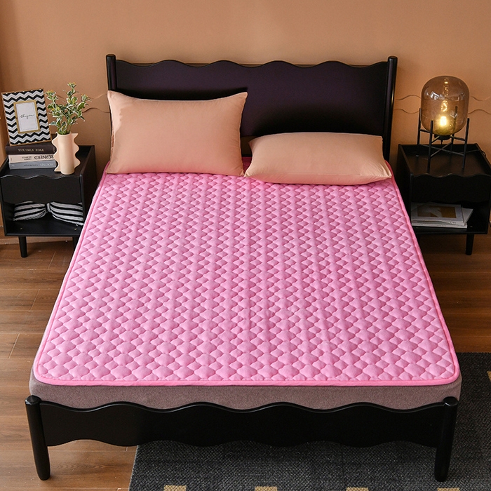 91家纺网 家纺一手货源 找家纺 索弗莱家纺 2025新款全消光牛奶绒床垫可水洗机洗床护垫 粉色