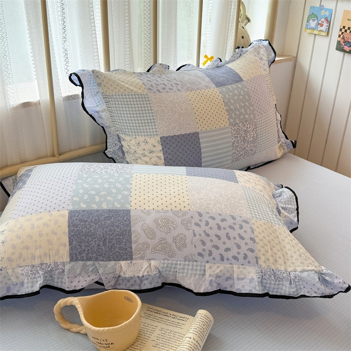 91家纺网 家纺一手货源 找家纺 （总）森璐家纺 2025新款云感皱皱双层纱黑色包边四件套