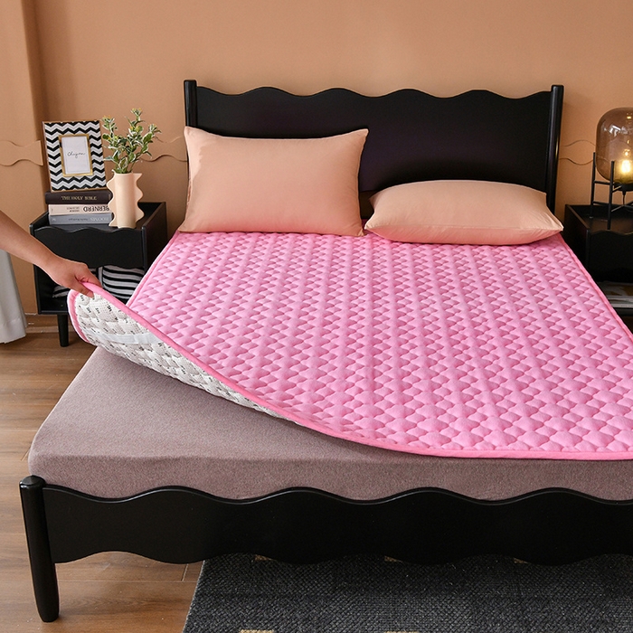 91家纺网 家纺一手货源 找家纺 索弗莱家纺 2025新款全消光牛奶绒床垫可水洗机洗床护垫 粉色