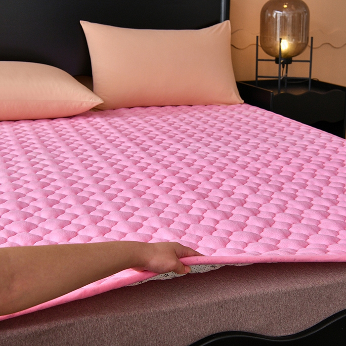 91家纺网 家纺一手货源 找家纺 索弗莱家纺 2025新款全消光牛奶绒床垫可水洗机洗床护垫 粉色