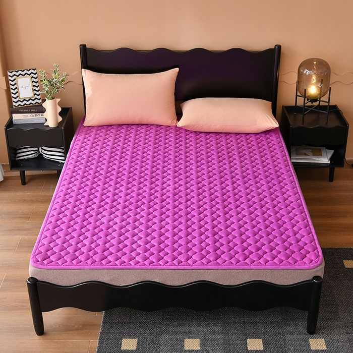 91家纺网 家纺一手货源 找家纺 索弗莱家纺 2025新款全消光牛奶绒床垫可水洗机洗床护垫 紫色