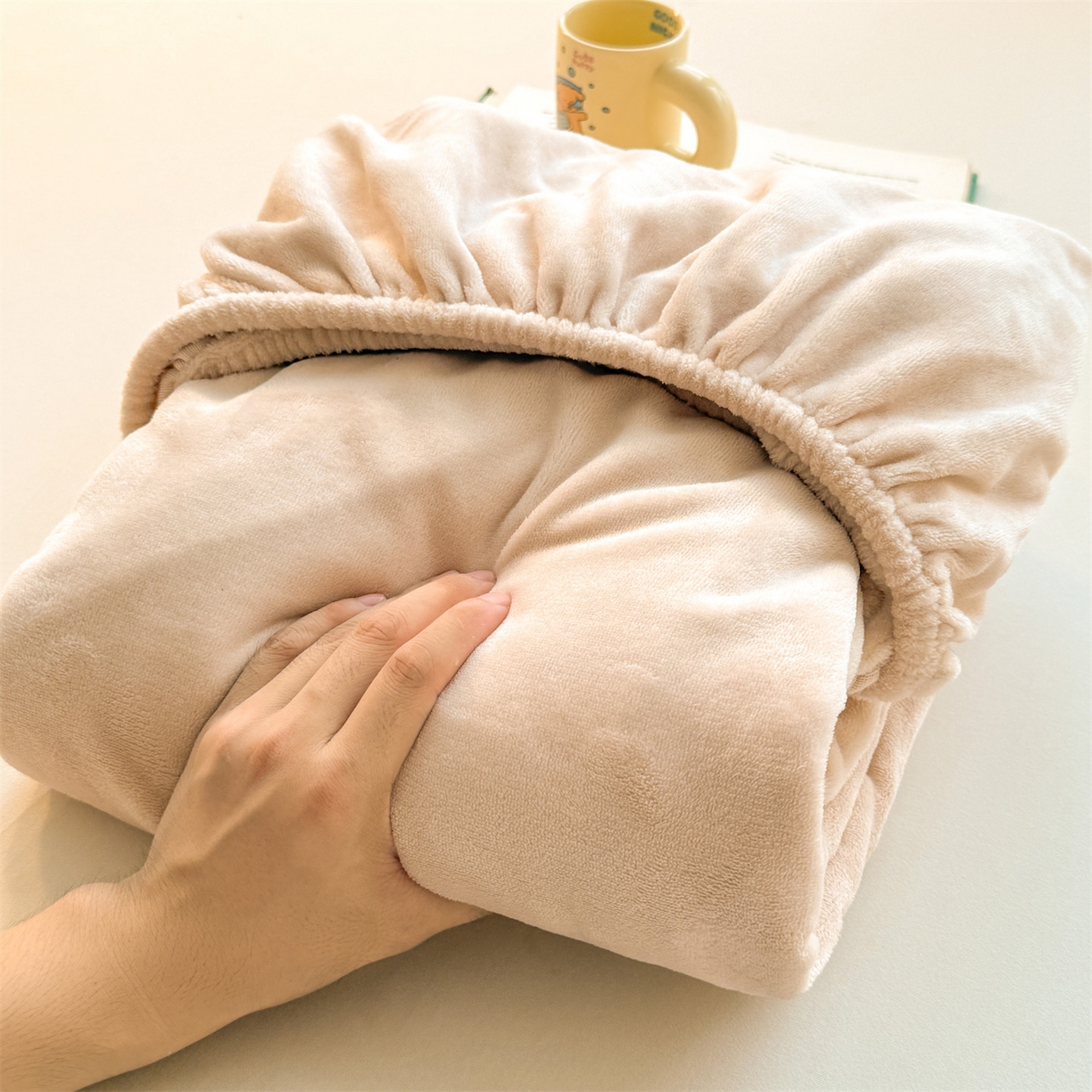 雯豆家纺 2025新款单层高克重牛奶绒纯色床笠素色床垫保护套 牛奶绒单层床笠-山茶杏