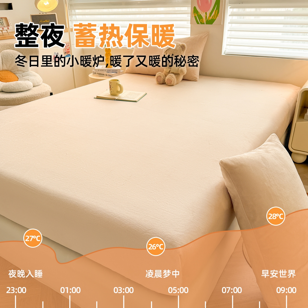 91家纺网 家纺一手货源 找家纺 雯豆家纺 2025新款单层高克重牛奶绒纯色床笠素色床垫保护套 牛奶绒单层床笠-山茶杏