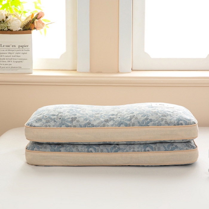 91家纺网 家纺一手货源 找家纺 梓依家纺 2025新款立体边款荞麦枕枕头枕芯 幸运草-蓝色