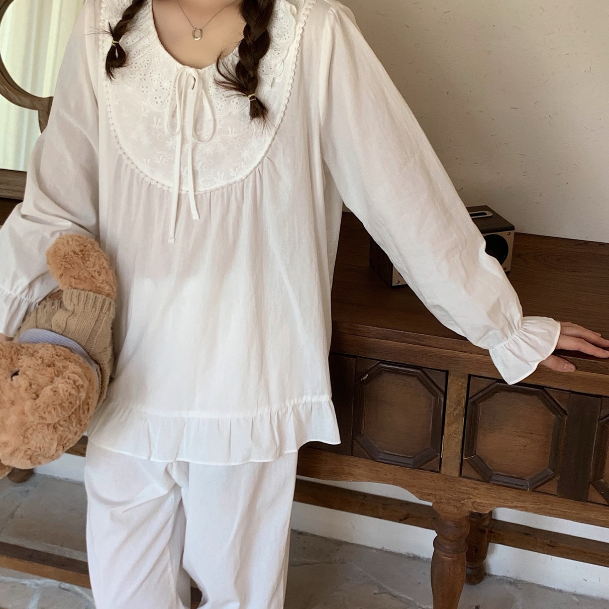 91家纺网 家纺一手货源 找家纺 （总）妍景家居生活馆 2025新款韩系田园风绣花圆领套装