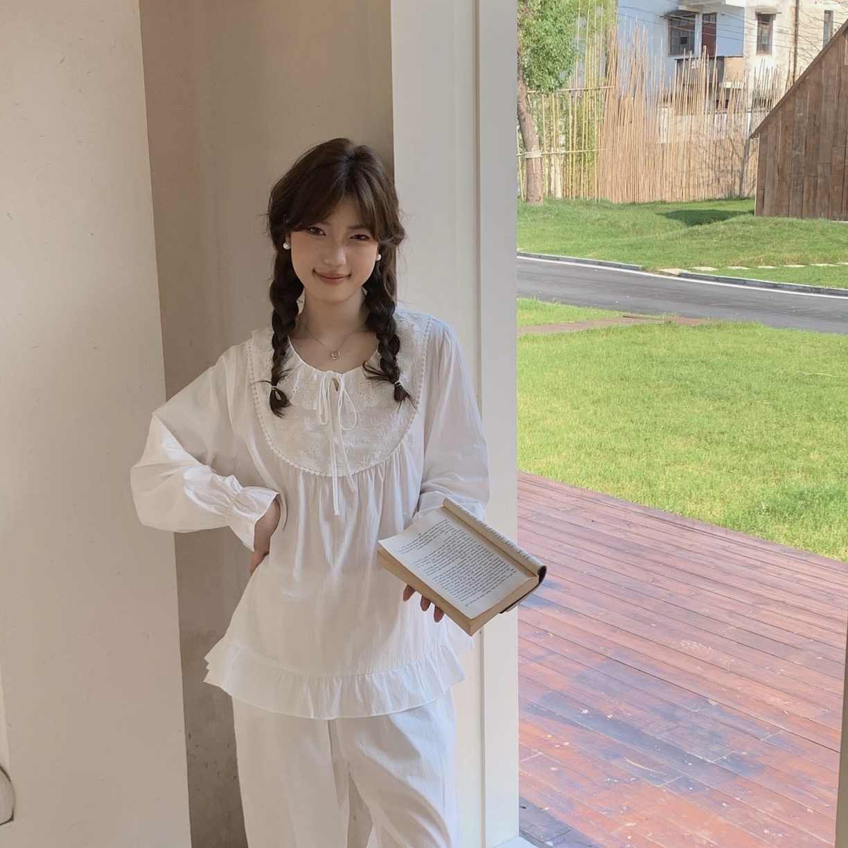 91家纺网 家纺一手货源 找家纺 （总）妍景家居生活馆 2025新款韩系田园风绣花圆领套装