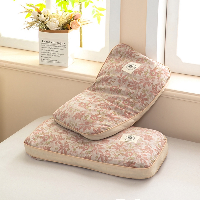 91家纺网 家纺一手货源 找家纺 梓依家纺 2025新款立体边款荞麦枕枕头枕芯 幸运草-暗红色