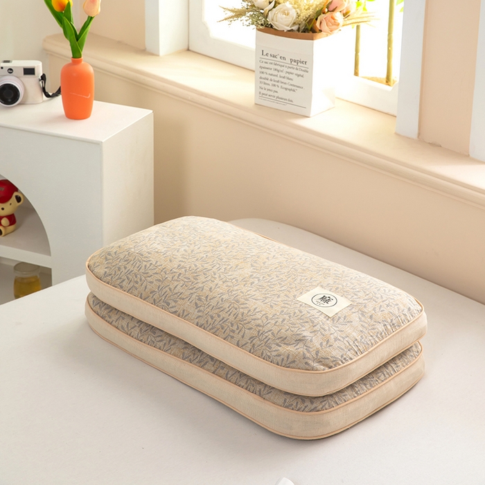 梓依家纺 2025新款立体边款荞麦枕枕头枕芯 幸运草-咖色