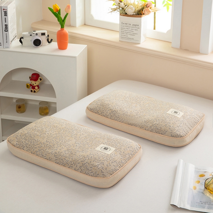 91家纺网 家纺一手货源 找家纺 梓依家纺 2025新款立体边款荞麦枕枕头枕芯 幸运草-咖色