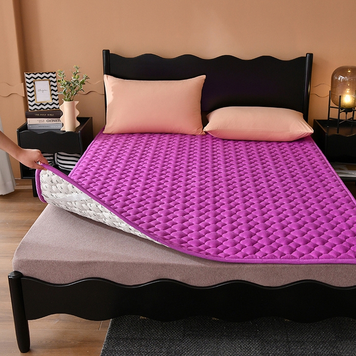 91家纺网 家纺一手货源 找家纺 索弗莱家纺 2025新款全消光牛奶绒床垫可水洗机洗床护垫 紫色