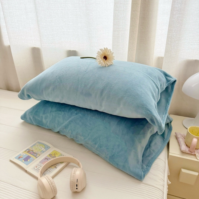 91家纺网 家纺一手货源 找家纺 （总）禧缘家纺（原梦想家）2025新款牛奶绒纯色印花双开口枕套