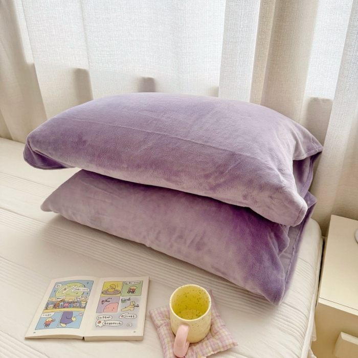 91家纺网 家纺一手货源 找家纺 （总）禧缘家纺（原梦想家）2025新款牛奶绒纯色印花双开口枕套