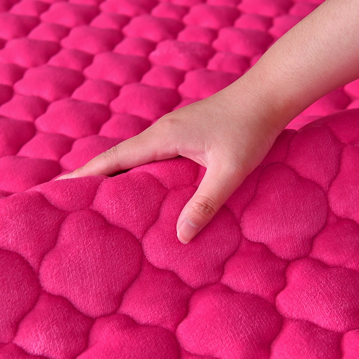 91家纺网 家纺一手货源 找家纺 索弗莱家纺 2025新款全消光牛奶绒床垫可水洗机洗床护垫 玫红