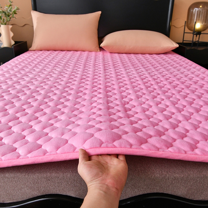 91家纺网 家纺一手货源 找家纺 索弗莱家纺 2025新款全消光牛奶绒床垫可水洗机洗床护垫 粉色