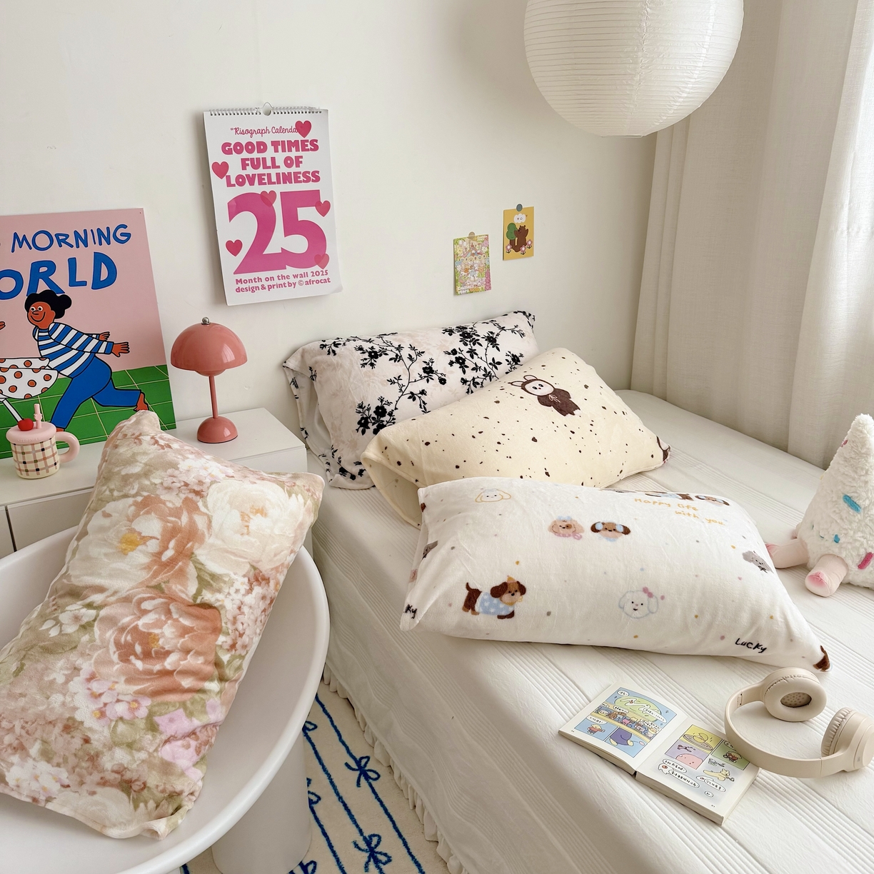 91家纺网 家纺一手货源 找家纺 （总）禧缘家纺（原梦想家）2025新款牛奶绒纯色印花双开口枕套