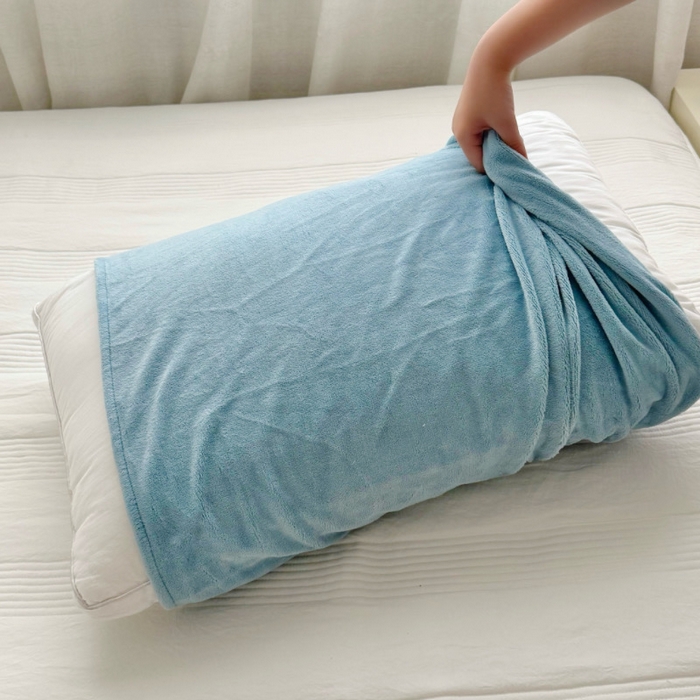 91家纺网 家纺一手货源 找家纺 禧缘家纺（原梦想家）2025新款牛奶绒纯色印花双开口枕套 宾利蓝