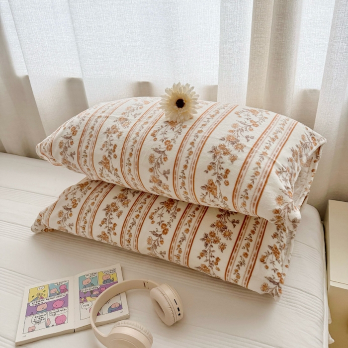 禧缘家纺（原梦想家）2025新款牛奶绒纯色印花双开口枕套 冬日花园