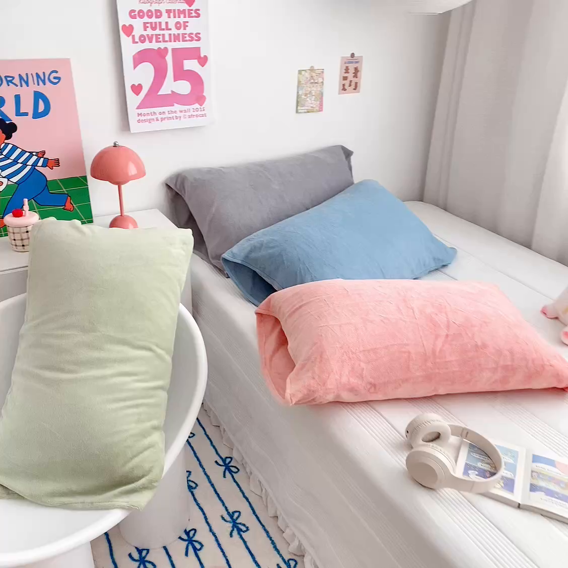 91家纺网 家纺一手货源 找家纺 禧缘家纺（原梦想家）2025新款牛奶绒纯色印花双开口枕套 豆沙色