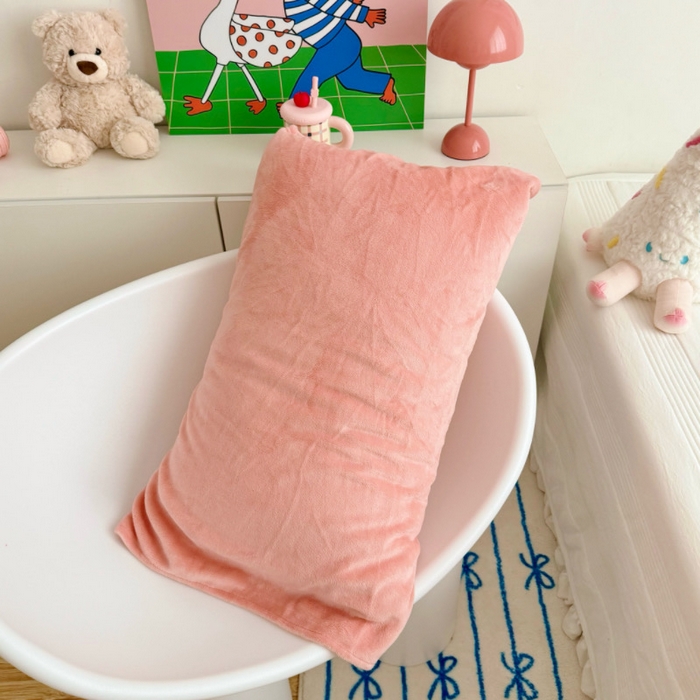 91家纺网 家纺一手货源 找家纺 禧缘家纺（原梦想家）2025新款牛奶绒纯色印花双开口枕套 粉色