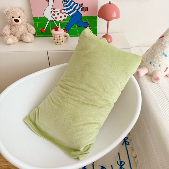 91家纺网 家纺一手货源 找家纺 禧缘家纺（原梦想家）2025新款牛奶绒纯色印花双开口枕套 果绿色