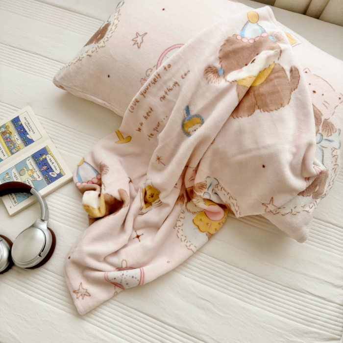 91家纺网 家纺一手货源 找家纺 禧缘家纺（原梦想家）2025新款牛奶绒纯色印花双开口枕套 哈尼宝贝