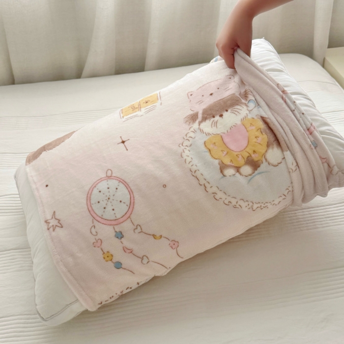 91家纺网 家纺一手货源 找家纺 禧缘家纺（原梦想家）2025新款牛奶绒纯色印花双开口枕套 哈尼宝贝