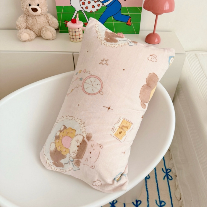 91家纺网 家纺一手货源 找家纺 禧缘家纺（原梦想家）2025新款牛奶绒纯色印花双开口枕套 哈尼宝贝