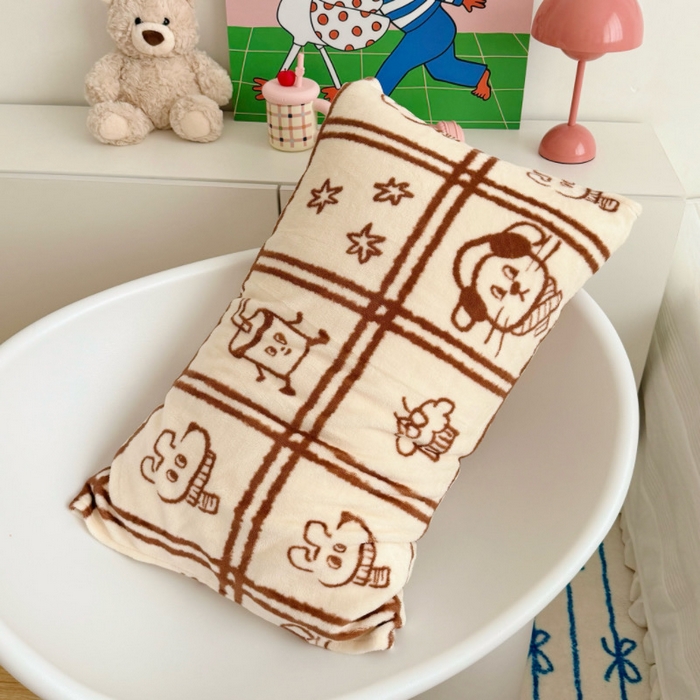 91家纺网 家纺一手货源 找家纺 禧缘家纺（原梦想家）2025新款牛奶绒纯色印花双开口枕套 快乐时光