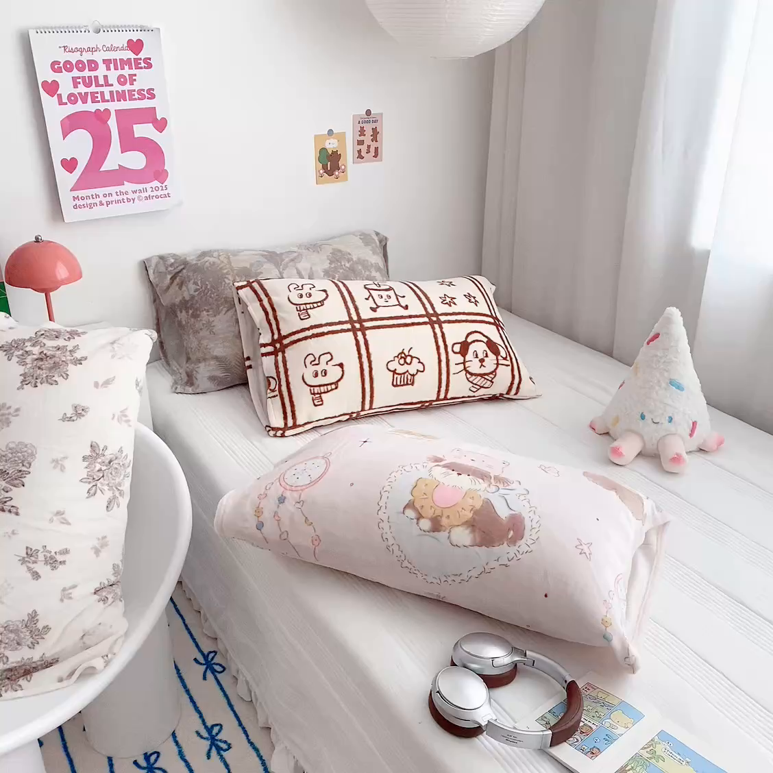 91家纺网 家纺一手货源 找家纺 禧缘家纺（原梦想家）2025新款牛奶绒纯色印花双开口枕套 快乐时光