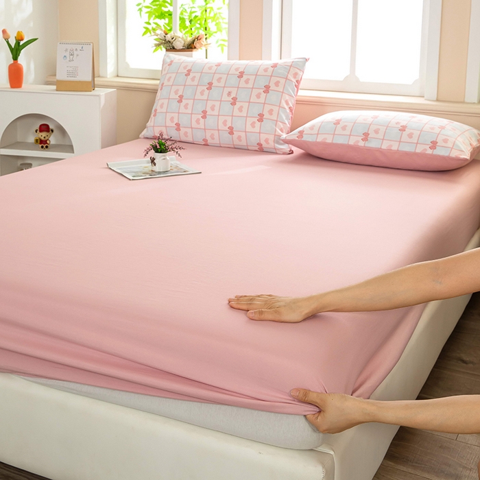 91家纺网 家纺一手货源 找家纺 梓依家纺 2025新款水洗棉印花四件套单被套床上用品 粉蓝甜心