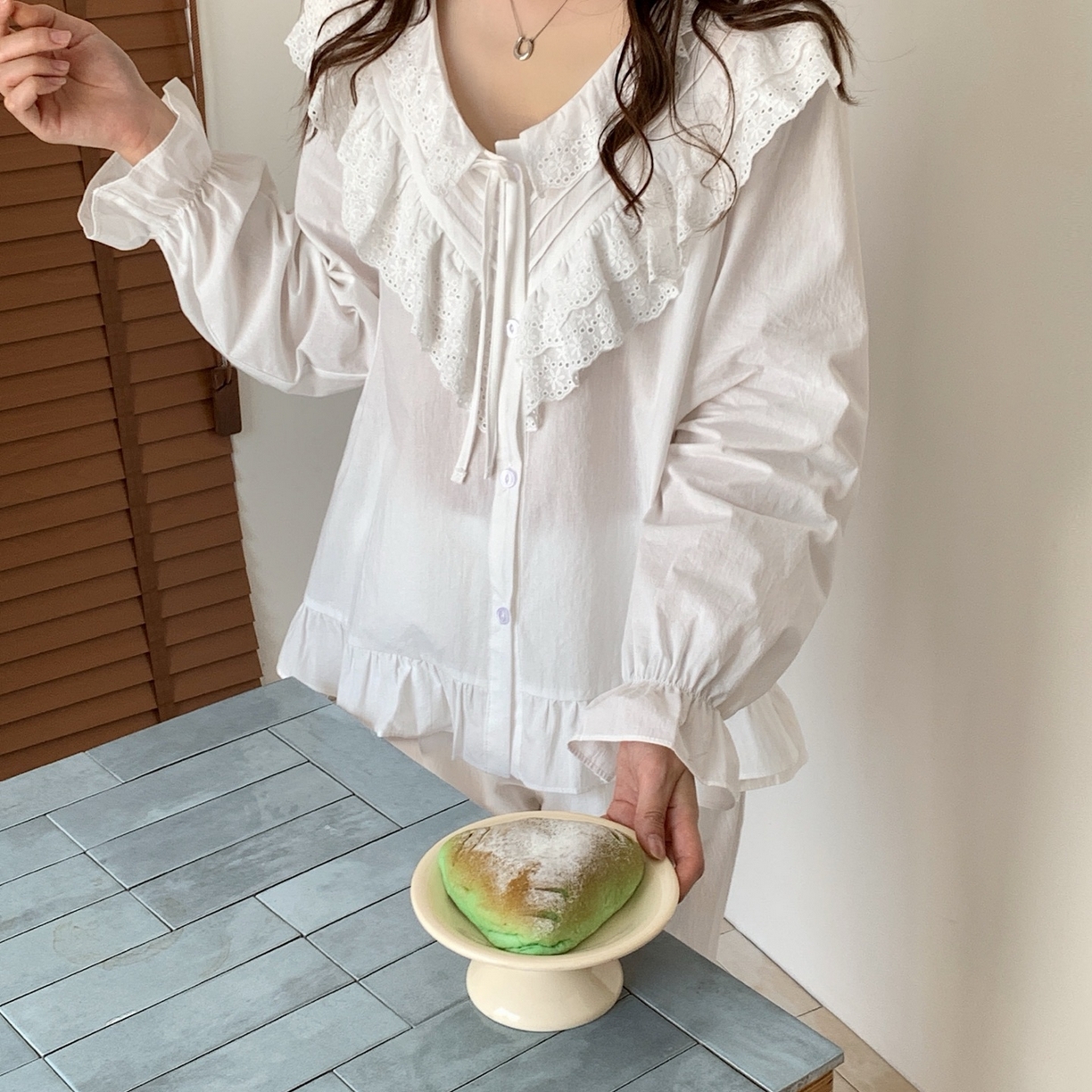 91家纺网 家纺一手货源 找家纺 妍景家居生活馆 2025新款木耳边拼接蕾丝花边套装 白色