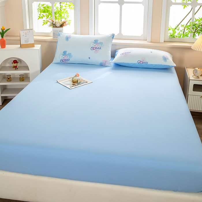 91家纺网 家纺一手货源 找家纺 梓依家纺 2025新款水洗棉印花四件套单被套床上用品 幻彩小熊-蓝