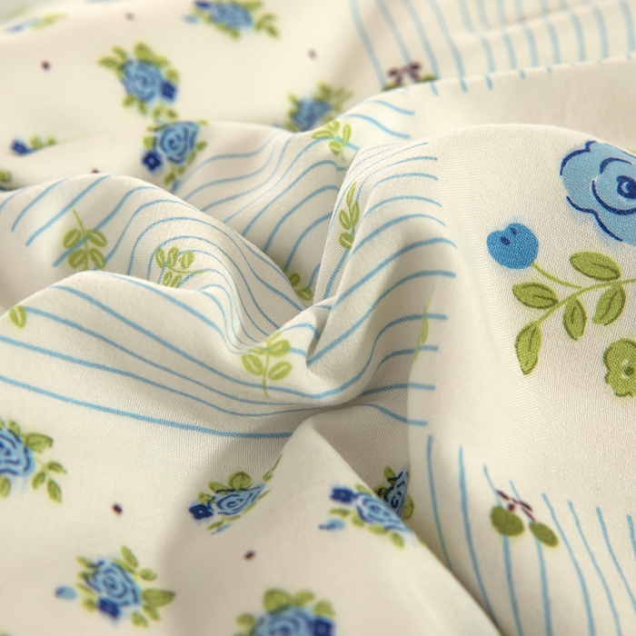 91家纺网 家纺一手货源 找家纺 梓依家纺 2025新款水洗棉印花四件套单被套床上用品 蓝玫格影