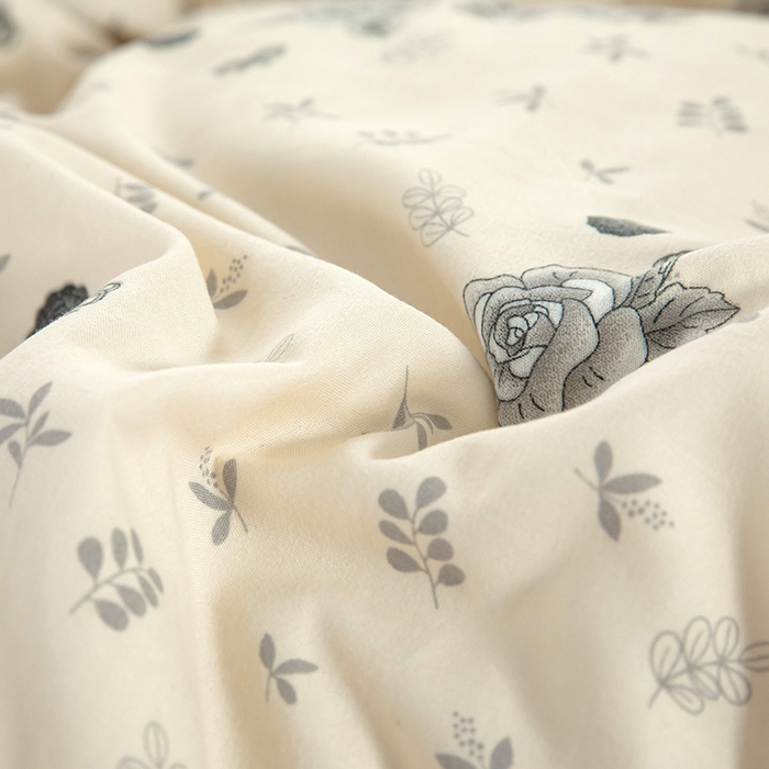 91家纺网 家纺一手货源 找家纺 梓依家纺 2025新款水洗棉印花四件套单被套床上用品 玫瑰蝶影