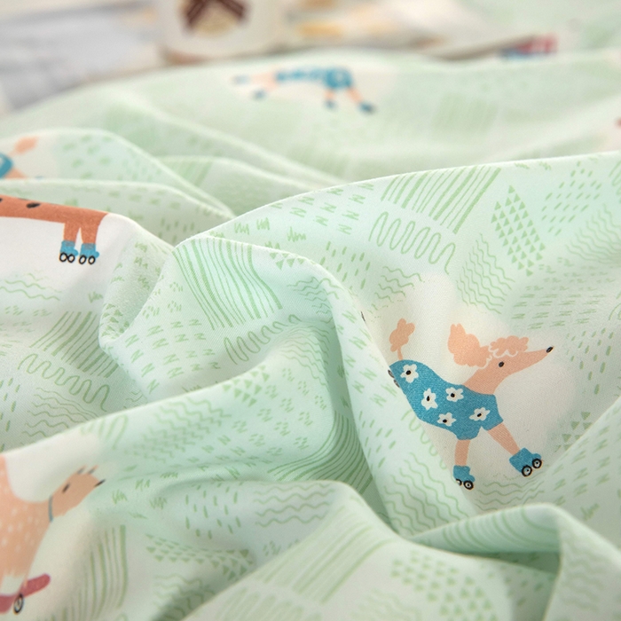 91家纺网 家纺一手货源 找家纺 梓依家纺 2025新款水洗棉印花四件套单被套床上用品 萌犬趣行