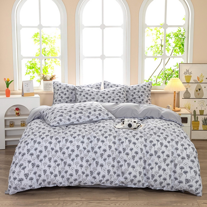 91家纺网 家纺一手货源 找家纺 梓依家纺 2025新款水洗棉印花四件套单被套床上用品 墨绘繁花