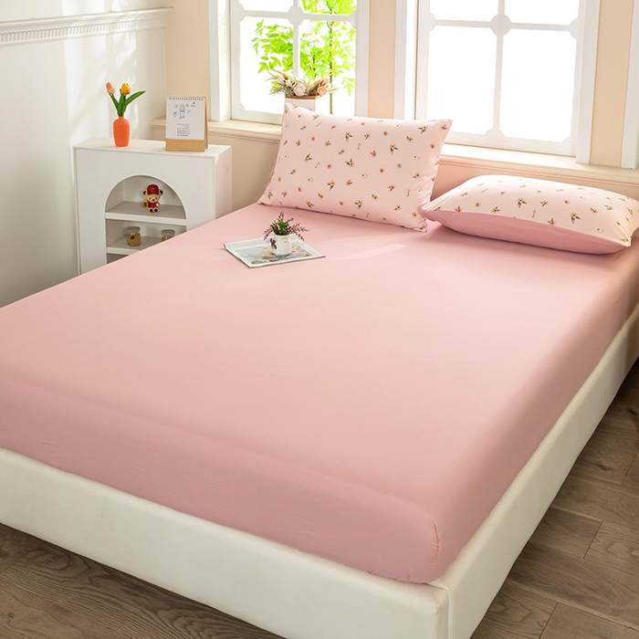 91家纺网 家纺一手货源 找家纺 梓依家纺 2025新款水洗棉印花四件套单被套床上用品 浅粉花语