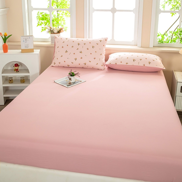 91家纺网 家纺一手货源 找家纺 梓依家纺 2025新款水洗棉印花四件套单被套床上用品 浅粉花语