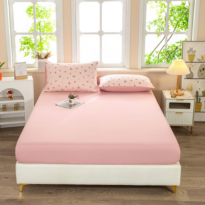 91家纺网 家纺一手货源 找家纺 梓依家纺 2025新款水洗棉印花四件套单被套床上用品 浅粉花语