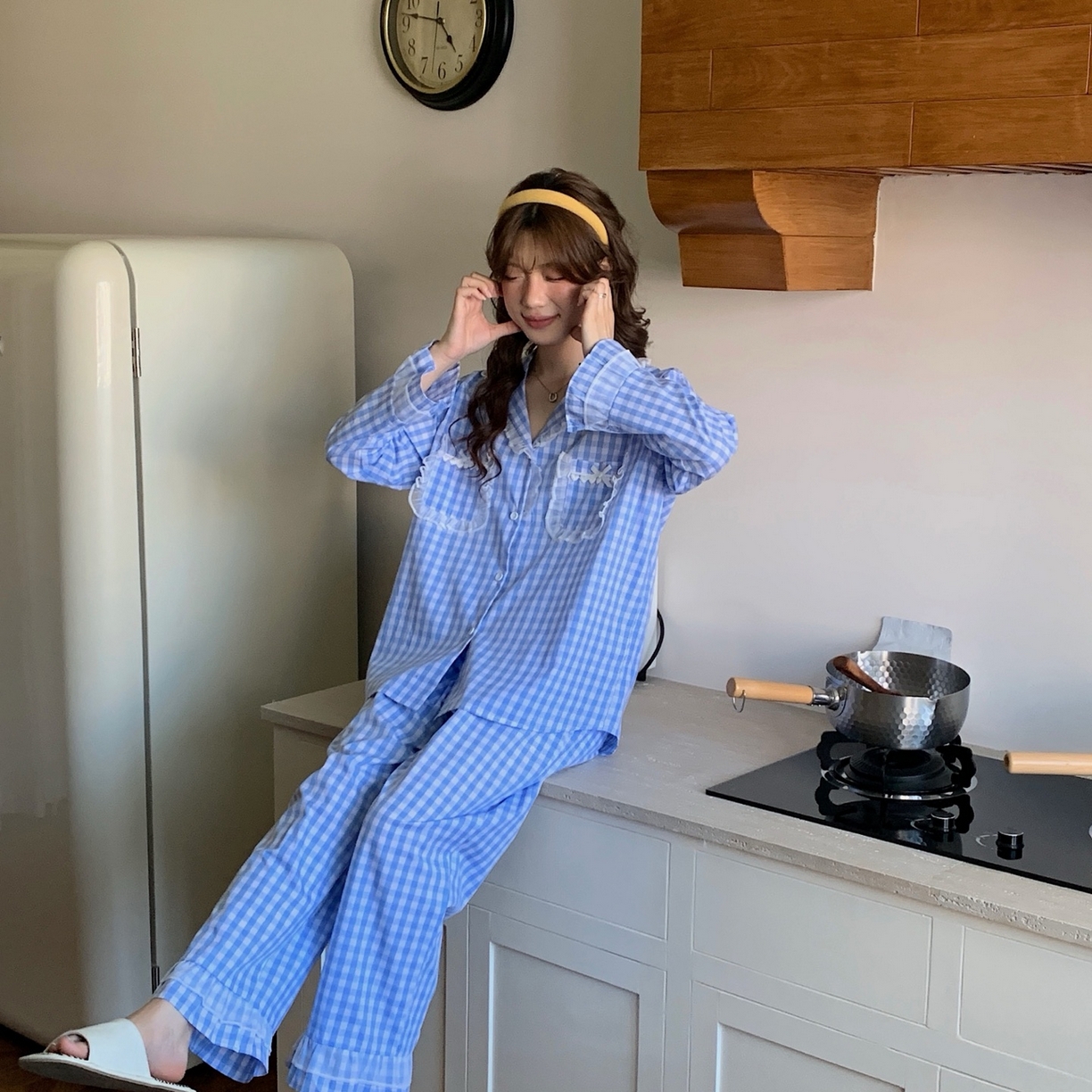 91家纺网 家纺一手货源 找家纺 （总）妍景家居生活馆 2025新款花边格子泡泡棉简约套装