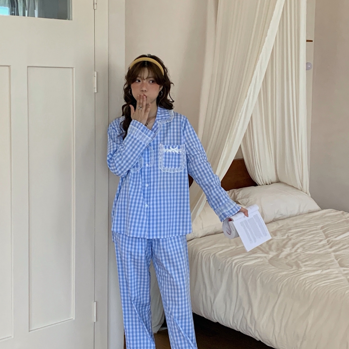 91家纺网 家纺一手货源 找家纺 （总）妍景家居生活馆 2025新款花边格子泡泡棉简约套装