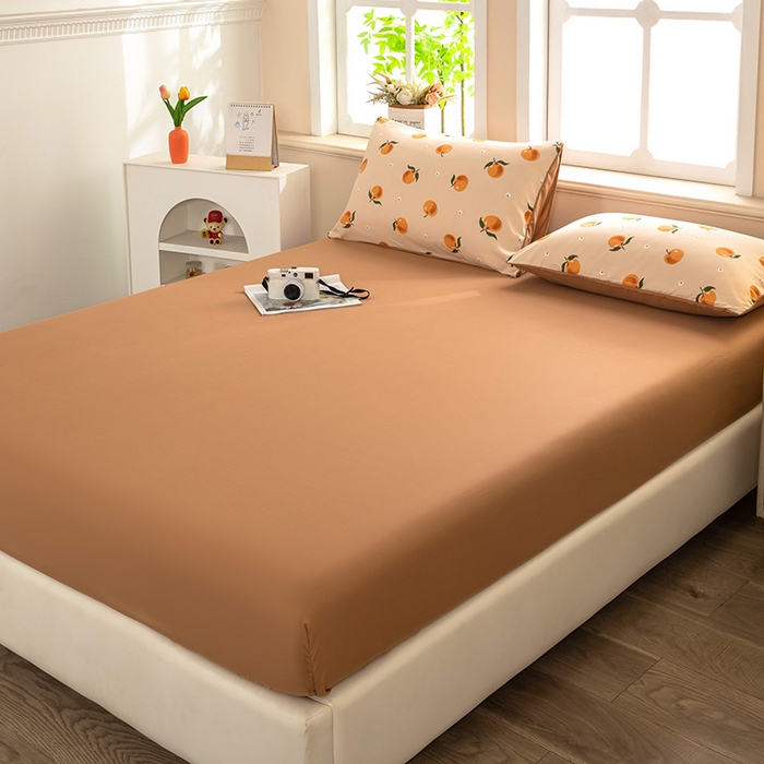 91家纺网 家纺一手货源 找家纺 梓依家纺 2025新款水洗棉印花四件套单被套床上用品 浅桃橘影