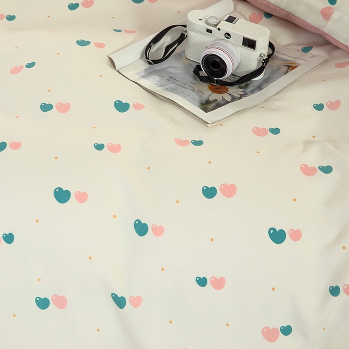 91家纺网 家纺一手货源 找家纺 梓依家纺 2025新款水洗棉印花四件套单被套床上用品 双心漫旅