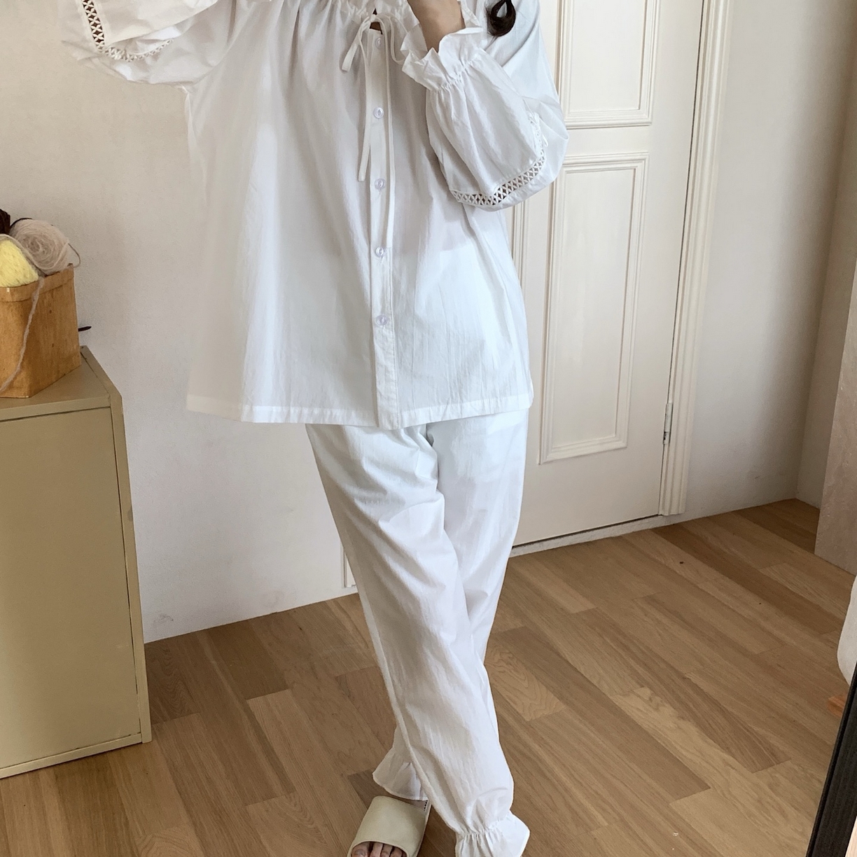 91家纺网 家纺一手货源 找家纺 妍景家居生活馆 2025新款简约抽绳款套装 白色